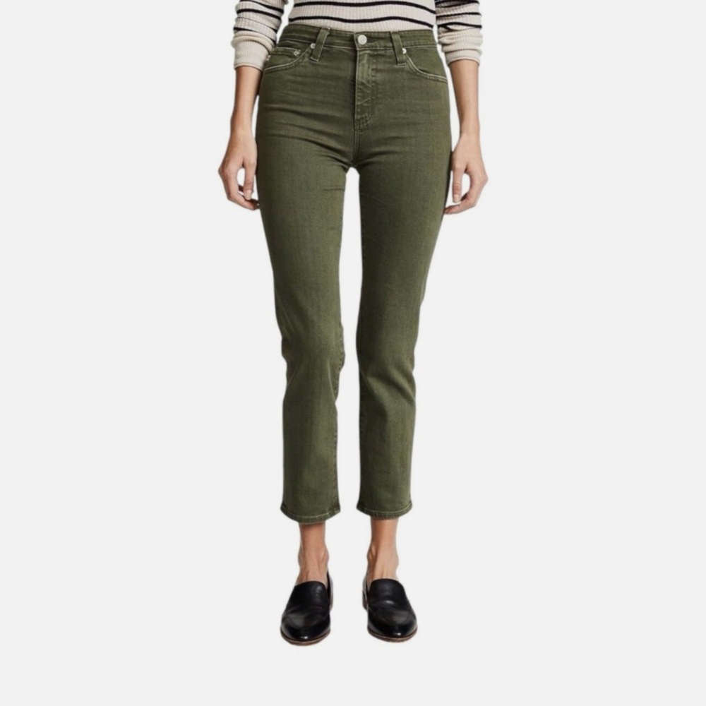 AG Jeans Isabelle High-Rise Straight Crop- Olive Green
